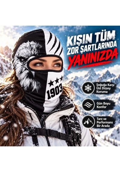 Genel Taraftar Maskesi Kışlık Unisex Termal Balaklava Boyunluk Nefes Alabilen Rüzgara D Siyah / Standart