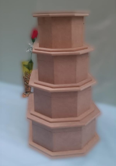Hobi Erdl 90074 Dekoratif Model Makyaj Kutu Set Dörtlü Ham Ahşap Mdf El Yapım