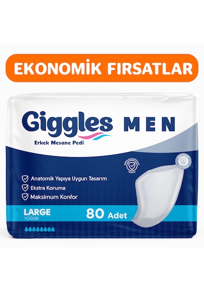Giggles Yetişkin Erkek Mesane Pedi - L Beden - 4 Paket 80 Adet L
