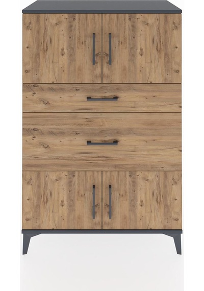 Hyperion Dolap Tek Raflı 2 Çekmeceli 4 Kapaklı 88x44x134 Antr... Antrasit