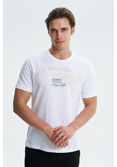 AR-MA Arma Erkek Regular Fit Bisiklet Yaka Tişört Y27344406701 Beyaz