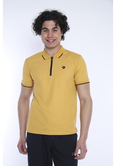 Escetic Erkek Spor Hardal Polo Yaka Slim Fit T-Shirt-3348 Hardal