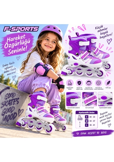 Ayarlanabilir Çocuk Pateni F-sports Mor