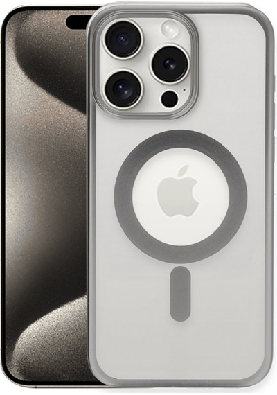 Newface Apple Uyumlu iPhone 15 Pro Kılıf Erozi Magsafe Kapak - Gümüş Gümüş