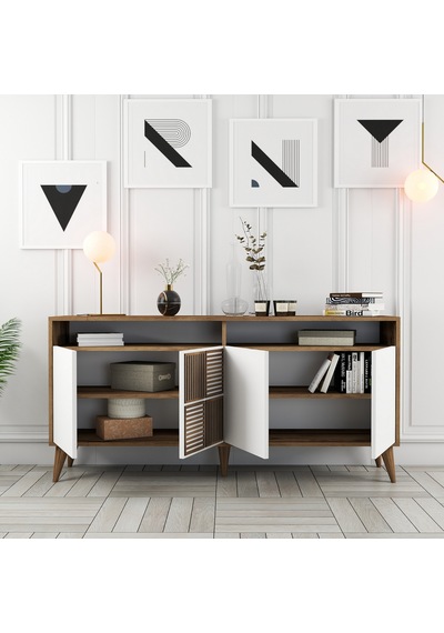 Milan 160cm Konsol - Ceviz / Beyaz