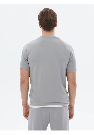 Kip Gri Düz Bisiklet Yaka T-shirt Çok Renkli