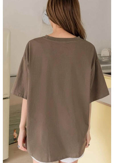 Uyguntarz Unisex Holiday Baskılı Tasarım Tshirt Kahverengi