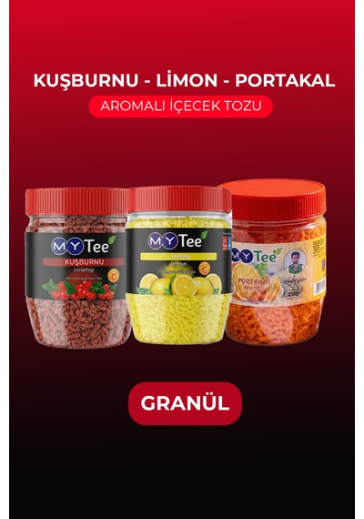 Mytee 3'lü Limon - Portakal - Kuşburnu Aromalı Granül İçecek Tozu 3 X 250gr 750 G