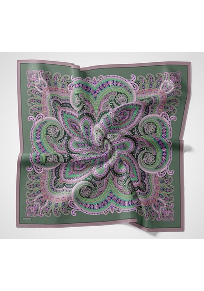 Silk Home Velora Eşarp Ethnic Koyu Yeşil 90x90 Çok Renkli