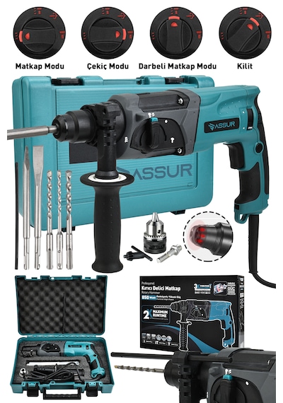Assur ASR519-02-04 850 W Darbeli Kırıcı Delici Hilti Mavi