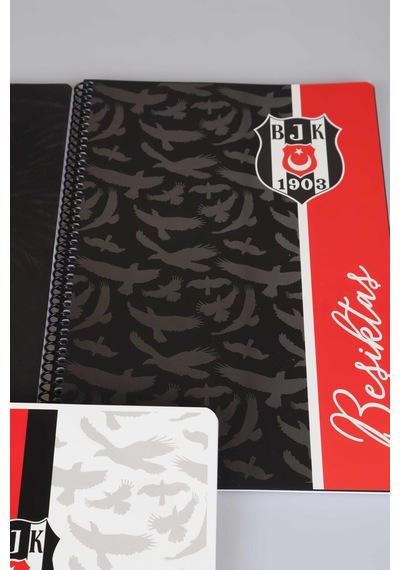 Lisanslı Beşiktaş "tekli" Spırallı Çizgili A4 Karton Kapak 72 Yaprak Defter