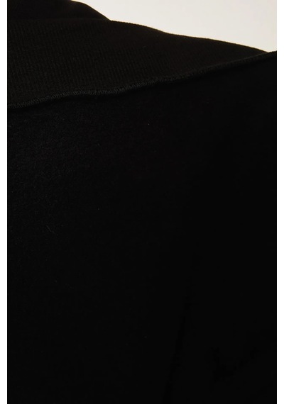 Hiccup Extra Oversize Kapüşonlu Kalın Polarlı Hoodie Siyah