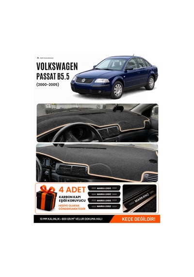 Volkswagen Passat B5.5 2000-2005 Uyumlu Torpido Örtüsü, Torpido Kılıfı - Siyah Bej