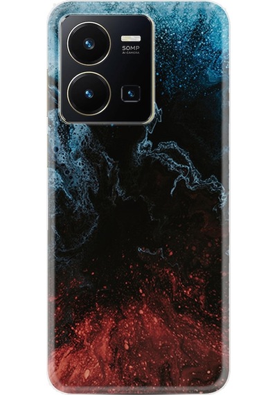 Vivo Y35 Kilif Resimli Silikon Red Blue Black Abstact 1386 566402451