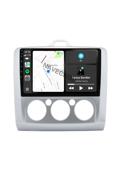 Ford Focus 2 Analog Ac 2005-11 9 Gri Uyumlu Androıd Multimedya Gerçek 2/32 Kablosuz Carplay Geri Görüş Kameralı 9"