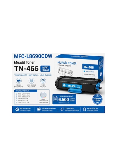 Brother Uyumlu Tn-466c Mavi Toner - Hl-l8360cdw - Mfc-l8690cdw