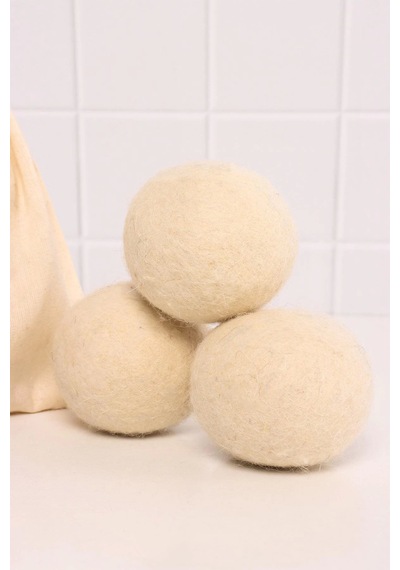 Valerine Life Doğal Merinos Yün Kurutma Topu 3 Adet Kırışıklık Önler Kurutma Süresini Kısaltır Krem