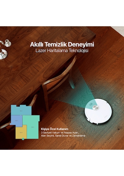 ttec Robi Pro LaserIQ Teknolojili Akıllı Robot Süpürge ve Paspas