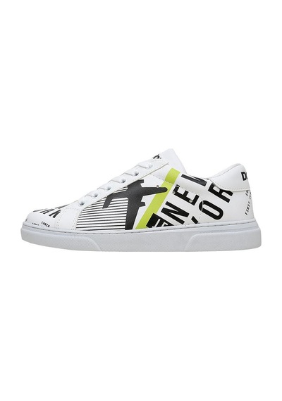 Kadın Vegan Deri Beyaz Sneakers - New York Ticket Tasarım Çok Renkli