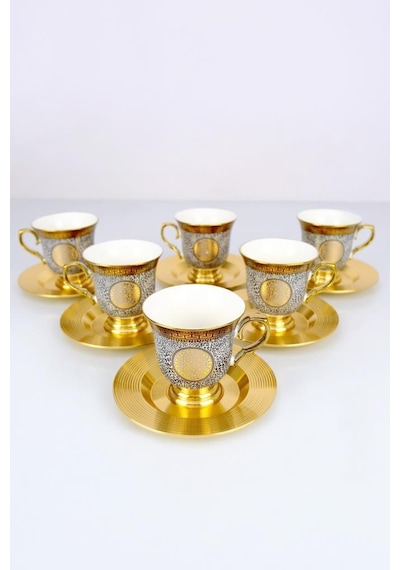 Acar Porselen Magnus 6 Kişilik Kahve Fincan Takımı Gold Yaldızlı Desen-1 - Koh-05014 Acar Porselen Magnus 6 Kişilik Kahve Fincan Takımı Gold Yaldızlı Desen-1 - Koh-05014