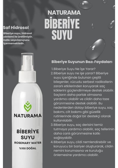 100 Ml Biberiye Suyu Dökülme Karşıtı Ve Hızlı Saç Uzatma Etkili Saf Saç Toniği