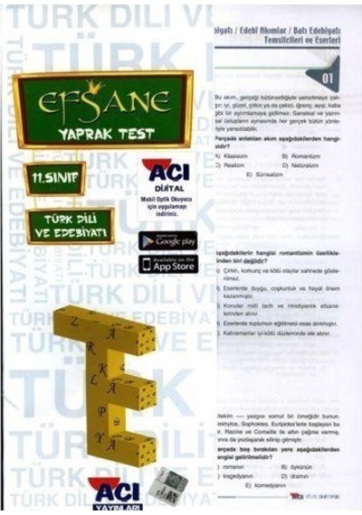 11. Sınıf Türk Dili ve Edebiyatı Çek Kopart Yaprak Test / Komi...