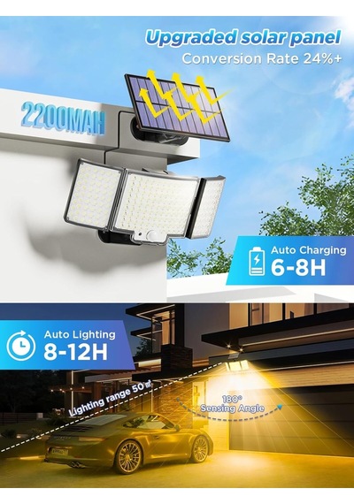 Sigrill 12 Led Güneş Enerjili Hareket Sensörlü Işık, Ip65, 3 Modlu, 340 Aydınlatma, Sıcak Işık