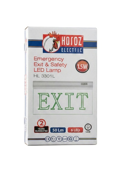 Horoz Zoff 1.5w 50 Lümen Şarjlı Camlı Acil Çıkış Exit Levhası Adaptor Sec-Kumanda-Metraj Seç Yok-Kumanda-Yok