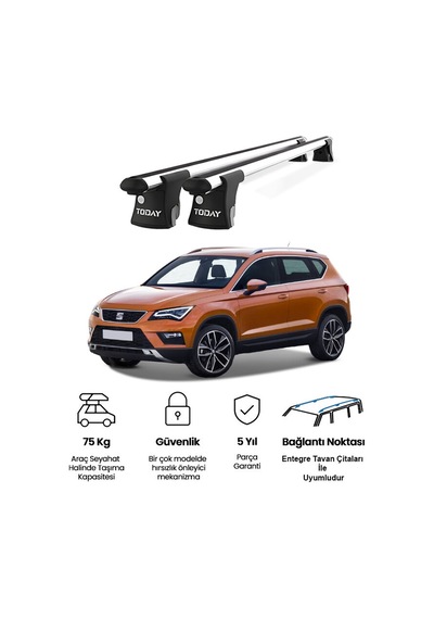 Trio-ı Seat Ateca 2016 Ve Sonrası Uyumlu Kilitli Ara Atkı 120cm Port Bagaj Tavan Barı