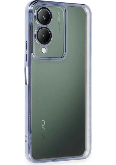 Newface - 76 - Vivo Y17s Kılıf Razer Lensli Silikon - - Csmo-tex - Açık Mavi