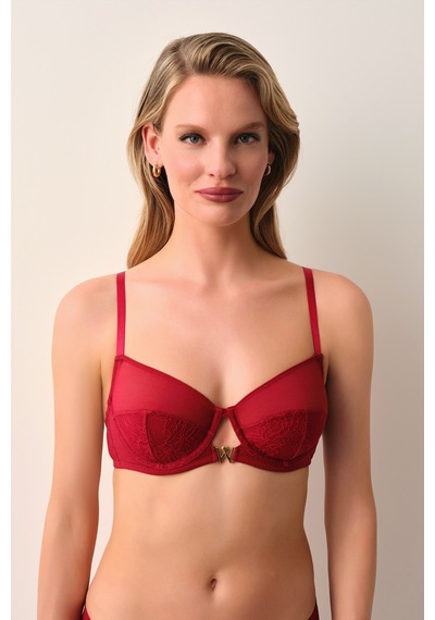 Suwen Passion Dantelli Desteksiz Balenli Sütyen St4451609102 Bordo