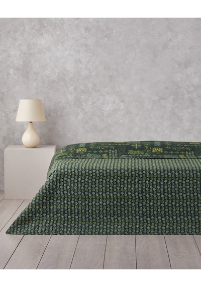 English Home Tendril Bloom Çift Kişilik Çok Amaçlı Örtü 200x220 Cm Yeşil Yeşil