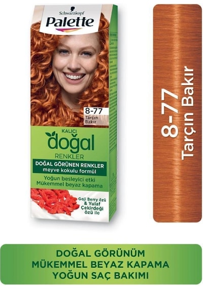 Palette Kalıcı Doğal Renkler Saç Boyası 8 - 77 Tarçın Bakır X 3 Ad