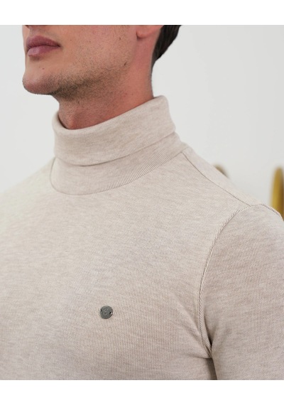 Modefendi Slim Fit İtalyan Kesim Tam Balıkçı Boğazlı Kazak Bej