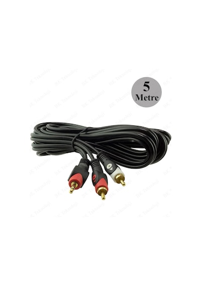 Yüksek Kalite 3.5mm Erkek to 2RCA Erkek  Ses Kablosu 5 Metre