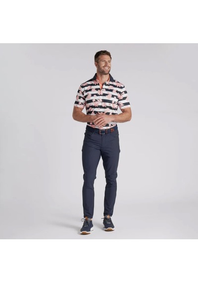 Puma Garden Pique Polo Çiçek Baskılı Erkek Golf Tshirt Deep Navy-melon Punch 01