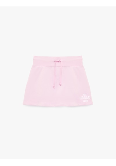 Koton Beli Bağcıklı Slim Fit Nakışlı Mini Spor Şort Etek Pembe 6sak40430nk Gül