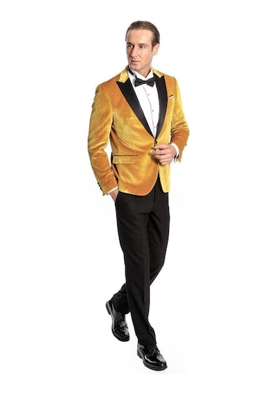 Wessi Kadife Slim Fit Sarı Erkek Smokin Ceket Sarı