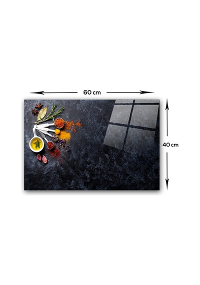 Decorita Cam Ocak Arkası Koruyucu | Baharat Çeşnisi | 40cm x 60cm