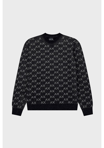 Armani Exchange Tamamı Logolu Regular Fit Bisiklet Yaka Kazak Erkek Kazak Xm002992 Af16916 Fc356 Siyah