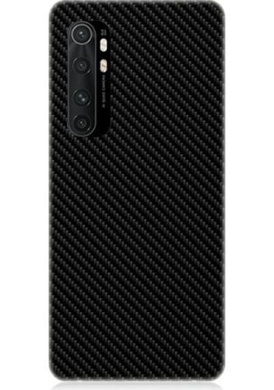 Xiaomi Mi Note 10 Lite Uyumlu Siyah Karbon Motif Desenli Silikon Kılıf