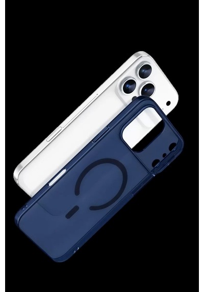 Apple İphone 17 Pro Max Combo Sert Şeffaf Magsafe Kapak - Mavi