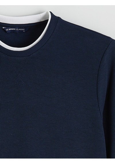 Lcwaıkıkı Classic Lacivert Bisiklet Yaka Erkek Sweatshirt