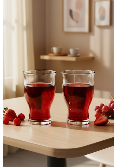 Snippy Duo - 2'li Meşrubat Ve Kokteyl Bardağı Büyük Boy Cam Bardak 500 Ml Cam