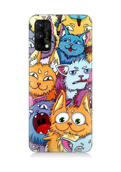 Realme 7 Pro Uyumlu Sevimli Kedi Ve Köpekler Desenli Silikon Kılıf