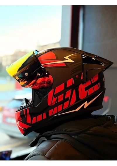 Ls2 Rapıd 2 Cromo Kask Mat Siyah Kırmızı