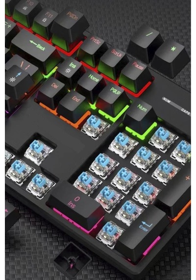 Tk-05 Mekanik Oyuncu Klavyesi Rgb Işıklı Blue Switch Kablolu Klavye 9 Led Mod Gaming Keyboard