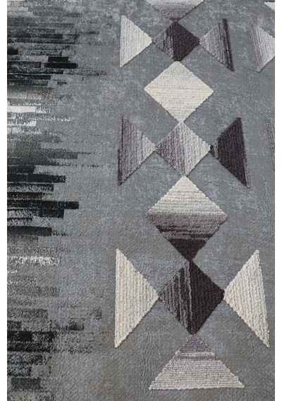 Arte Gri Nakışlı Kilim Dekoratif Salon Halısı Makinada Yıkanabili