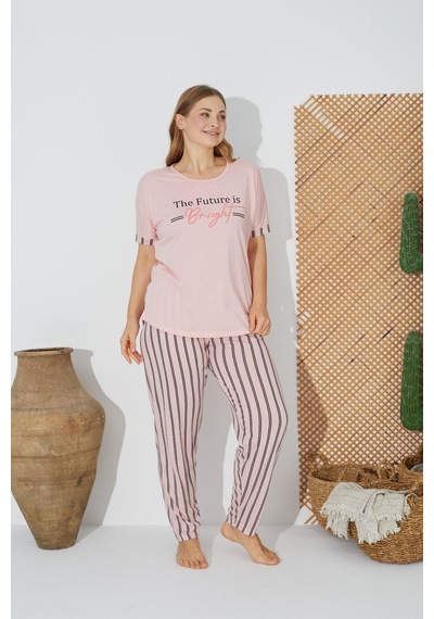 Estiva 24071 Büyük Beden Kadın Kısa Kol Pijama Takımı 001