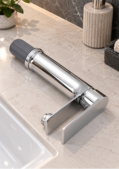 Lüks Krom Sabit Aç Kapa Kısa Lavabo Bataryası Su Tasarruflu, Dayanıklı, Modern Tasarım Krom